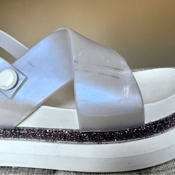 Melissa Awaytomars White Cosmic Sandals II Glitter Platform Soles Women’s Size 6 - Picture 9 of 15